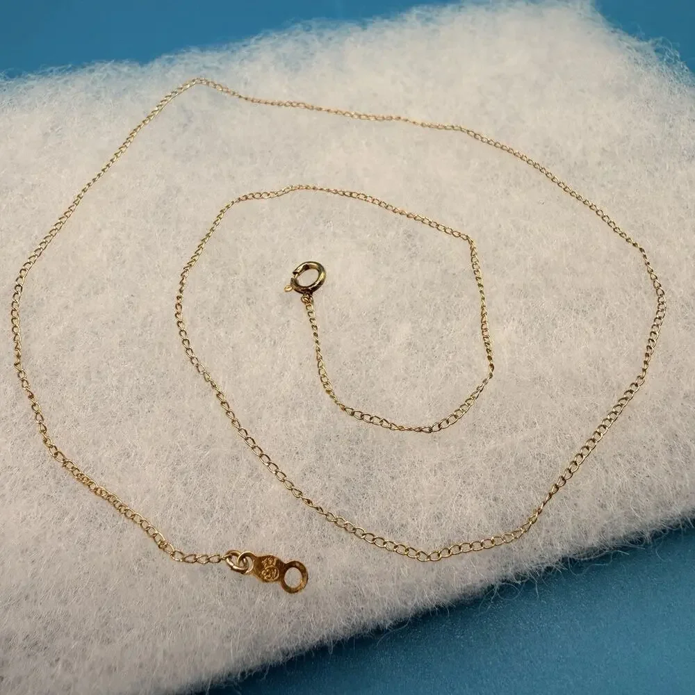 Vintage 14K Yellow Gold Fine Curb Link Chain Necklace 16